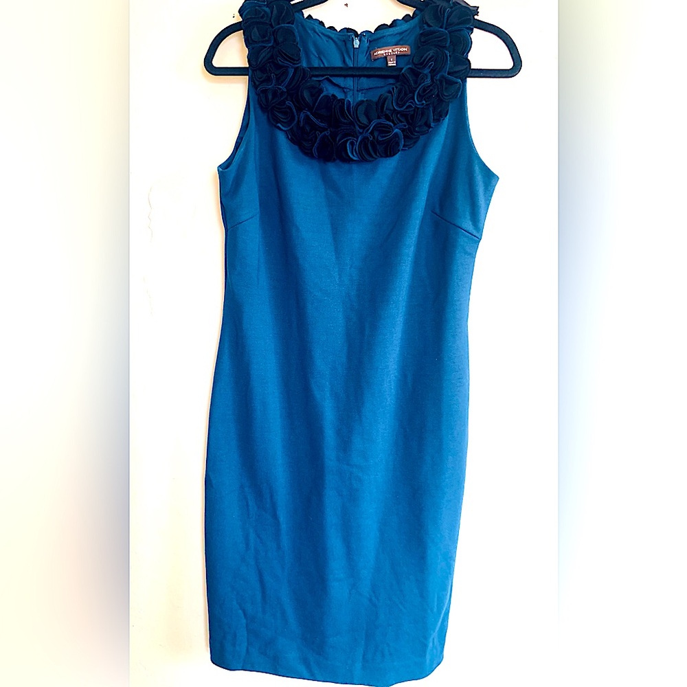 ADRIENNE VITTADINI Butte Knit Sheath Dress-Sz 8-Teal Blue- RARE FIND!
